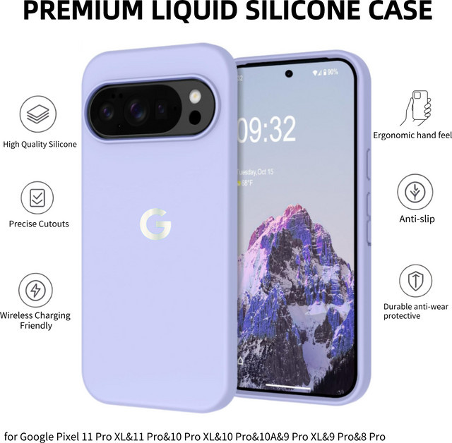 Hautfreundliche Flüssig-Silikon Handyhülle für Google Pixel 11 Pro 10 Pro XL 9 8 7 6 10A 9A 8A 7A in Grau und Lila - Bild 1