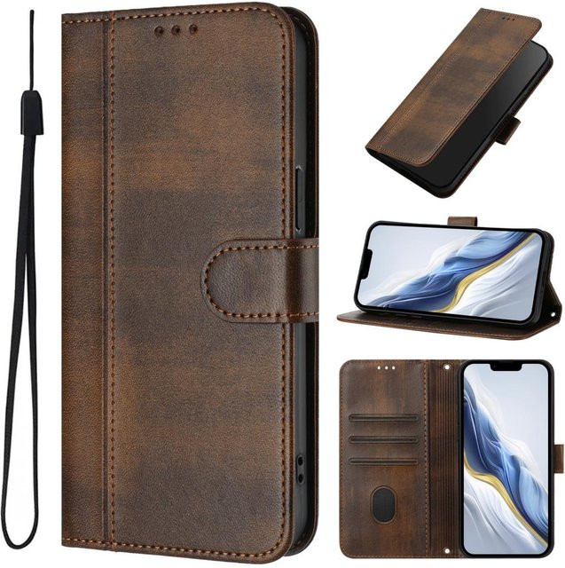 Leder Magnet Klapphülle für Samsung Galaxy A55 A35 A25 A15 A05 A56 A36 A26 A16 A06 A07 A37 A57 A05s in Braun - Bild 1