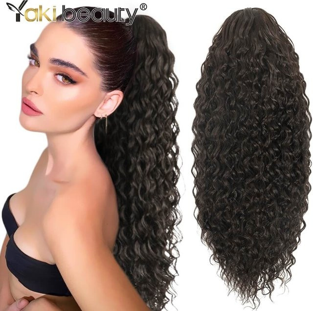 YAKIBEAUTY Pferdeschwanzverlängerung, synthetisch, gewellt, Damen - Bild 1