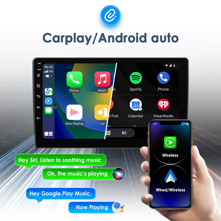 Hizpo Autoradio mit CarPlay und Android Auto für Peugeot 107, Citroen C1 und Toyota Aygo inklusive GPS und WIFI in Schwarz - Bild 3