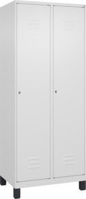 C+P Spind Classic PLUS Garderobenschrank mit 2 Abteilen, Füße, Zylinderschloss und 4 Garderobenhaken, Farbe: Grau, H x B x T: 195 x 80 x 50 cm - Bild 1