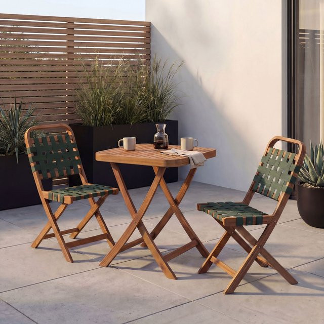 MCW Garten-Set P70 Sitzgruppe aus Akazie Holz mit Seilgeflecht in Natur und Grün - Bild 1