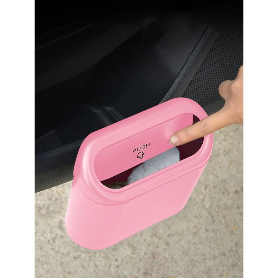 Mini-Mülleimer mit Deckel und Seitentür zur Automonatage in Rosa - Bild 3