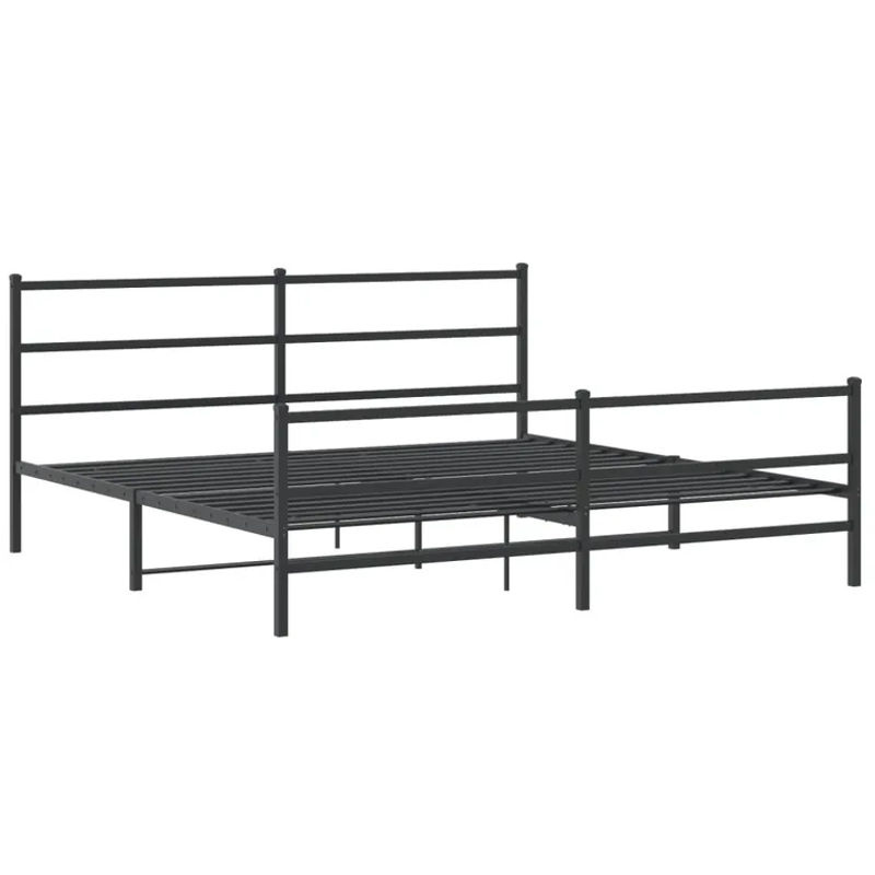 Vidaxl Metall-Bettgestell mit Kopfteil und Fußteil in Schwarz, B: 193 cm, L: 203 cm - Bild 2