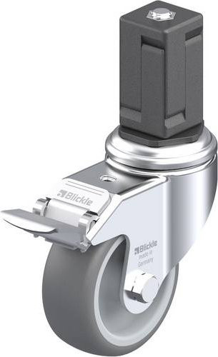 Blickle Lenkrolle LKRA-TPA 80G-11-FI-EV17 mit Feststeller, Farbe: Silber/Grau, Rad-Durchmesser: 80 mm, Tragfähigkeit: 100 kg - Bild 1