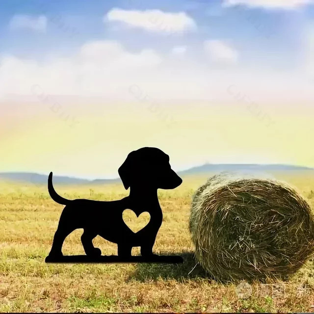 HELLOYOUNG Tiki Hundegartenpfahl aus Eisen in Schwarz als dekoratives Metall-Gartenschild - Bild 1