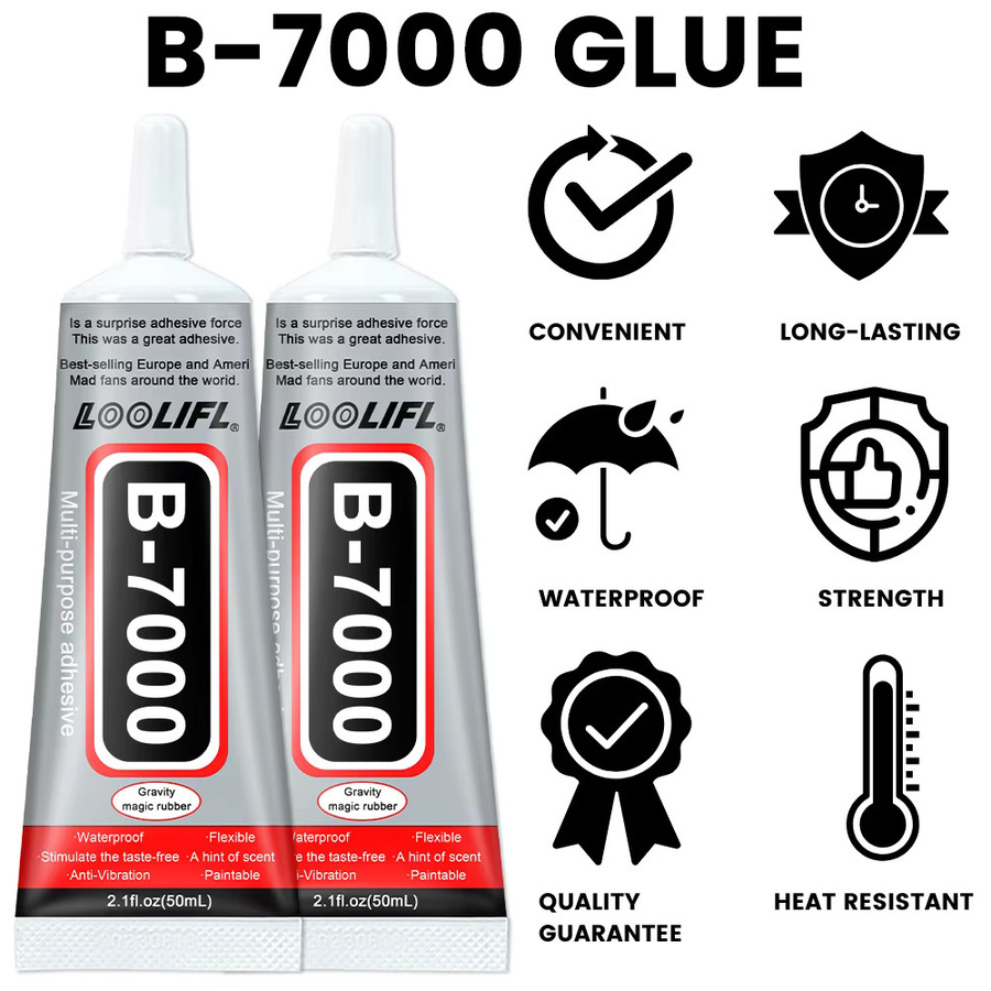 LOOLIFL B7000 Klebstoff Set, 5 Stück à 110 ml, wasserfester Reparaturkleber für Touchscreens von Mobiltelefonen, transparent - Bild 3