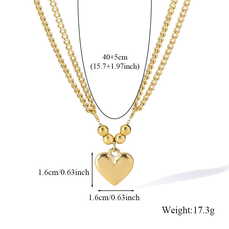 EILIECK Halskette mit Herz-Anhänger, Edelstahl, Gold, Unisex - Bild 2