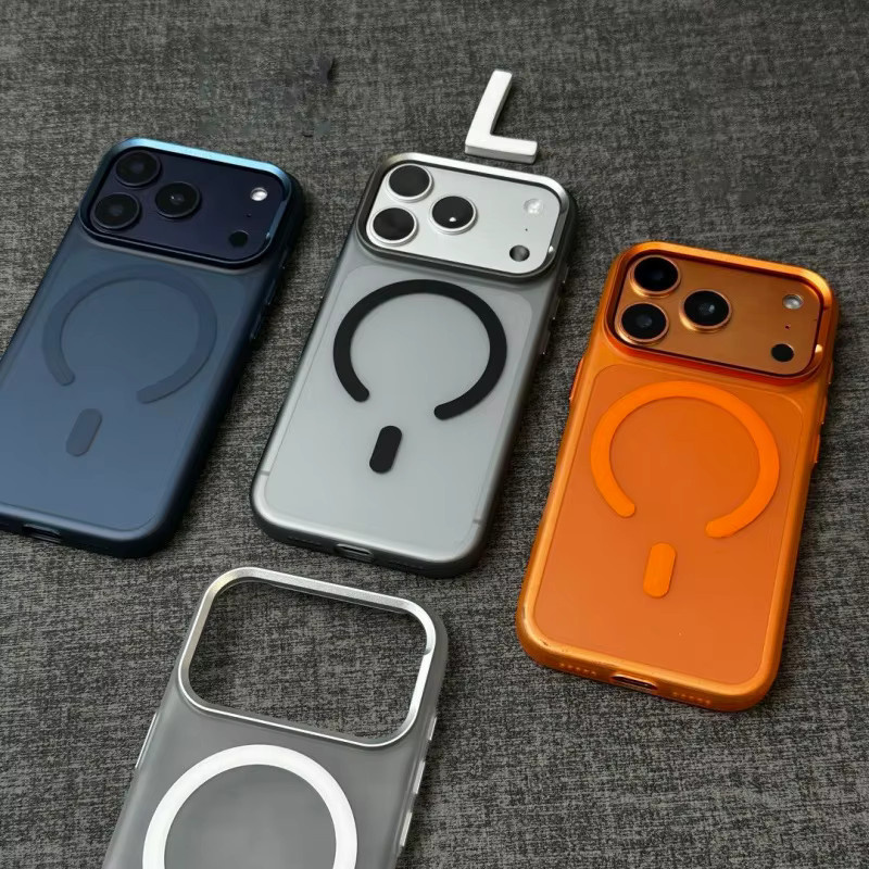 Transparente magnetische MagSafe Schutzhülle für iPhone 17, 17 Pro und 17 Pro Max in Orange, stoßfest mit matt-glänzendem Finish und Unterstützung für kabelloses Laden - Bild 3
