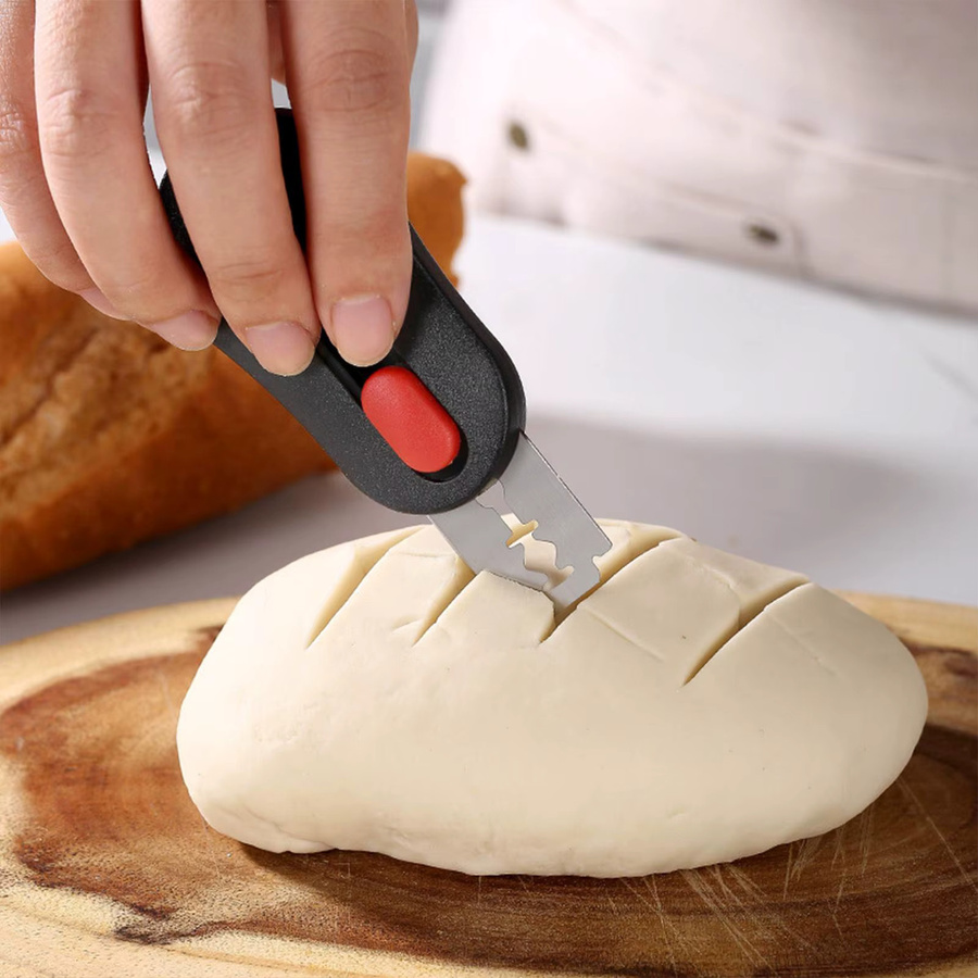 Professionelles Brot-Lame Teigschnittwerkzeug in Schwarz mit 5 Klingen für Sauerteigbrot - Bild 3