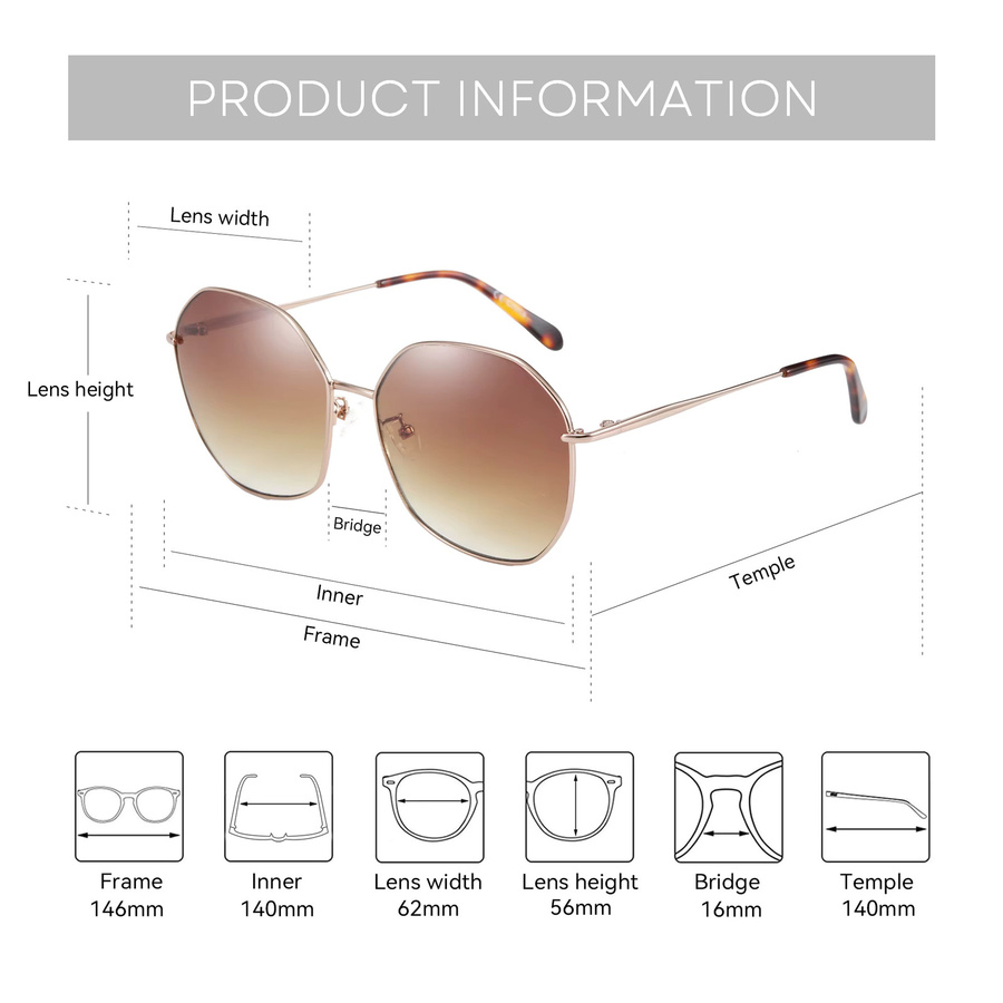 ZENOTTIC Sonnenbrille Butterfly, Vollrand, Metall, transparent, Damen - Bild 4