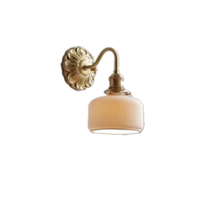 Claeted LED-Keramik-Wandleuchte E27 in Weiß und Gold/Messing für Schlafzimmer, Wohnzimmer und Flur - Bild 2