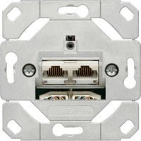 Gira Netzwerk Anschlussdose Kategorie 6A, 2-fach, RJ45, Silber - Bild 1