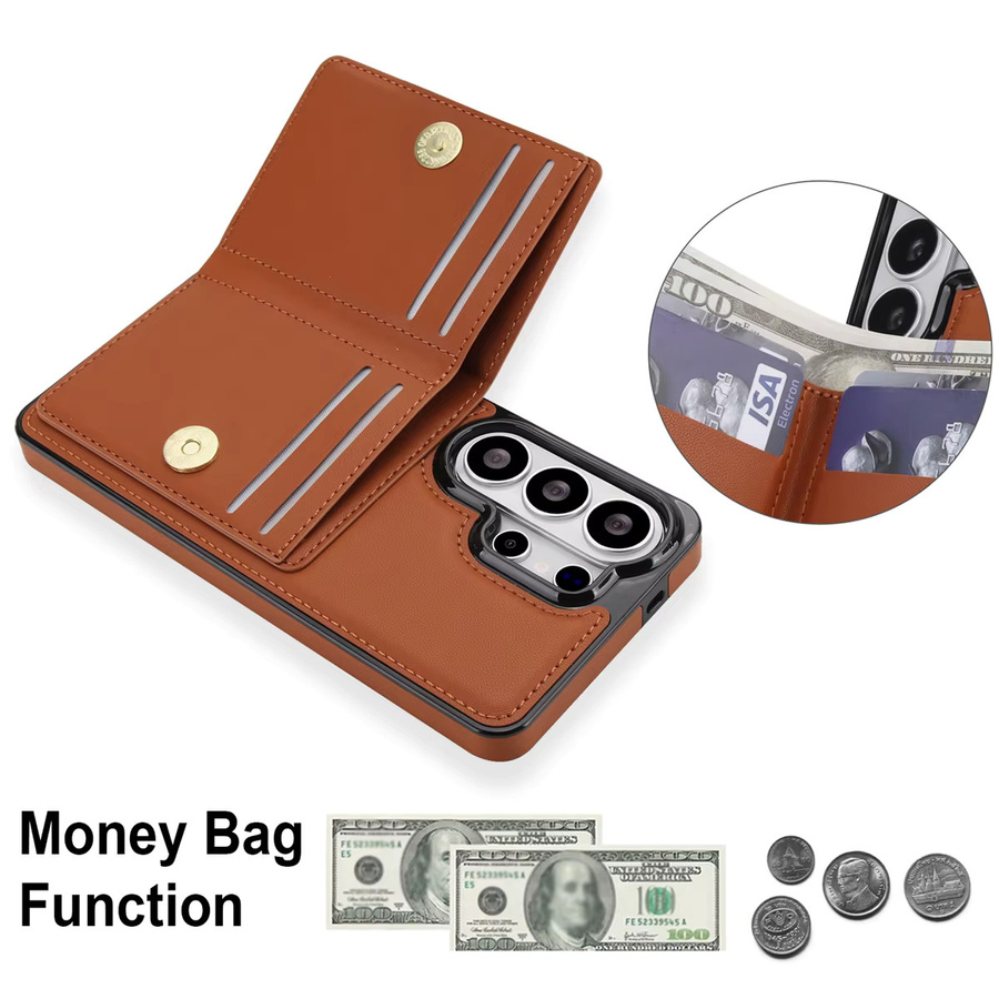 szHAIyu Brieftasche mit Kartenhalter und Ringständer als Handyhülle für Samsung Galaxy S26 Ultra S25 S24 FE S23 S22 S21 Plus A55 A56 A36 A16 A26 in Braun - Bild 5