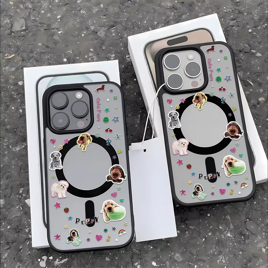Magnetische Handyhülle für Apple iPhone Modelle inklusive Welpen-Aufklebern - Bild 2