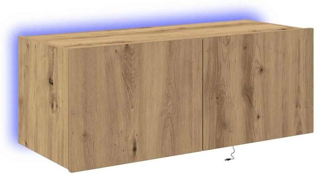 vidaXL Wand-TV-Schrank Eiche Rustikal mit integrierter Beleuchtung, Farbe: Braun, B/T/H: 80 x 35 x 31 cm - Bild 1
