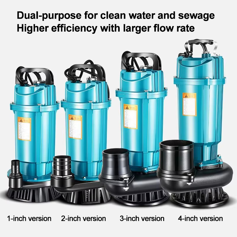 xmshxltd Tauchpumpe für Garten und Landwirtschaft in Blau, 370W-1100W High-Flow Wasserpumpe zur Bewässerung und für Schwimmbecken - Bild 2