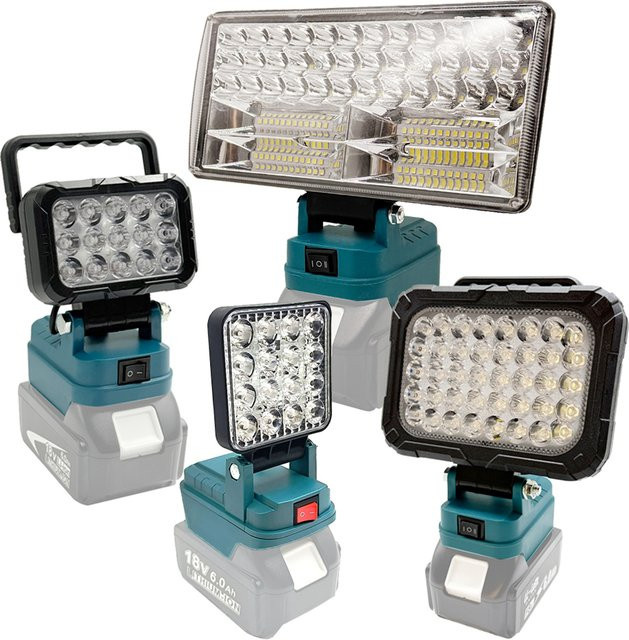 Makita LED-Arbeitsleuchte mit 2 USB-Ladeanschlüssen für 18 V Li-Ionen-Akkus, schwarzer LED-Scheinwerfer für Camping und Outdoor-Einsätze - Bild 1