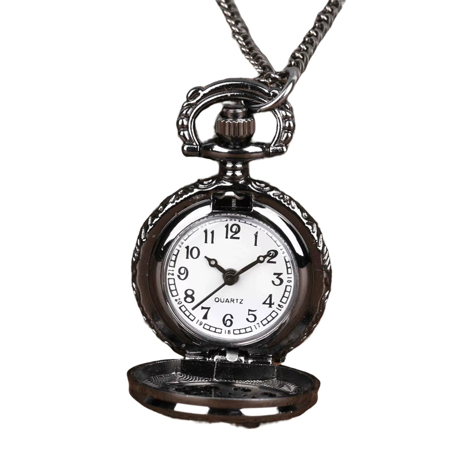 Taschenuhr Halskette, Spinnen Web, Schwarz, Weißes Zifferblatt, Unisex - Bild 2