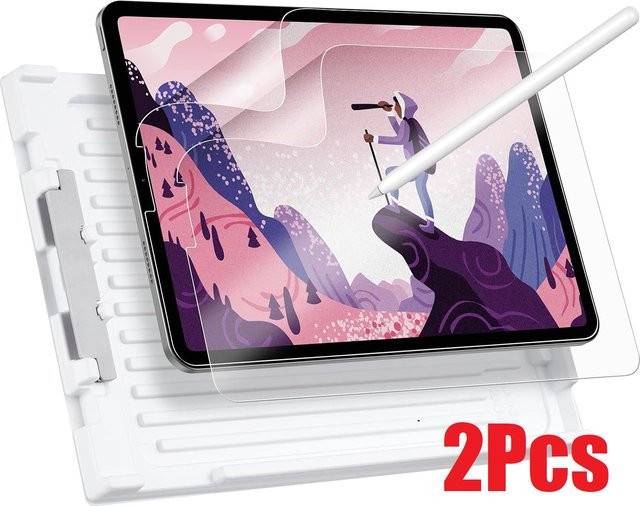 2er-Set Matte PET-Displayschutzfolie im Papiergefühl für Apple iPad 5, 6 und iPad Pro 9,7, Transparent - Bild 1