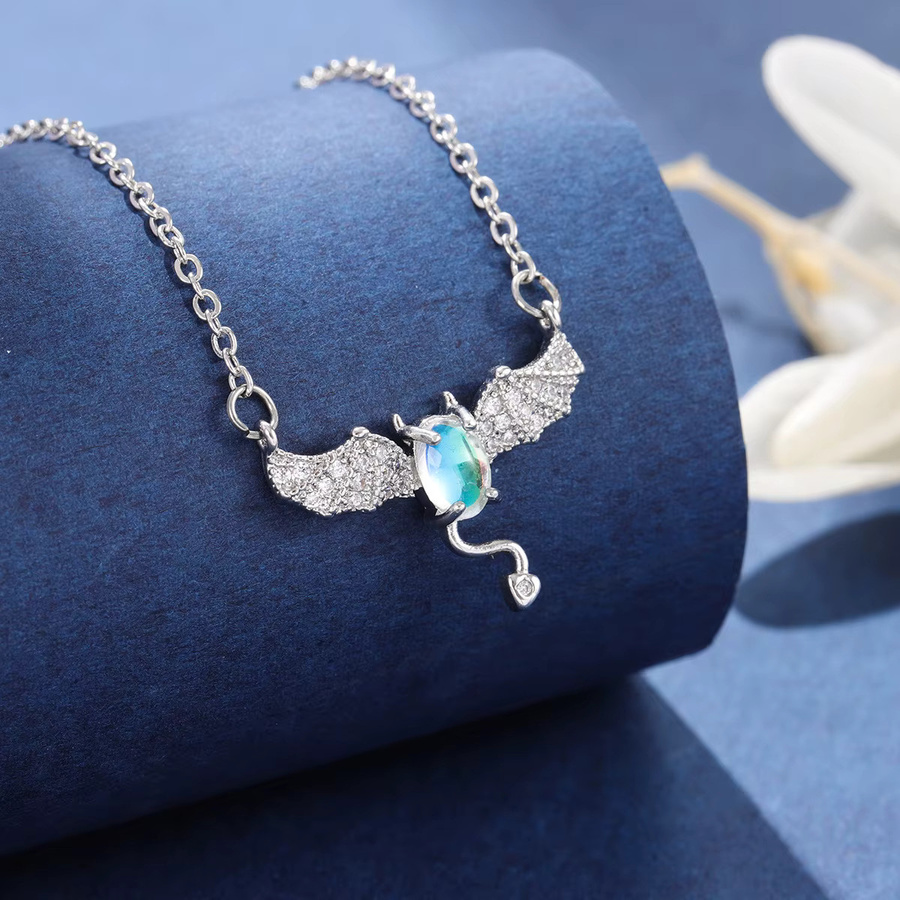 Halskette 925 Silber, Mondstein, Kristall, GaGa-Duck - Bild 2