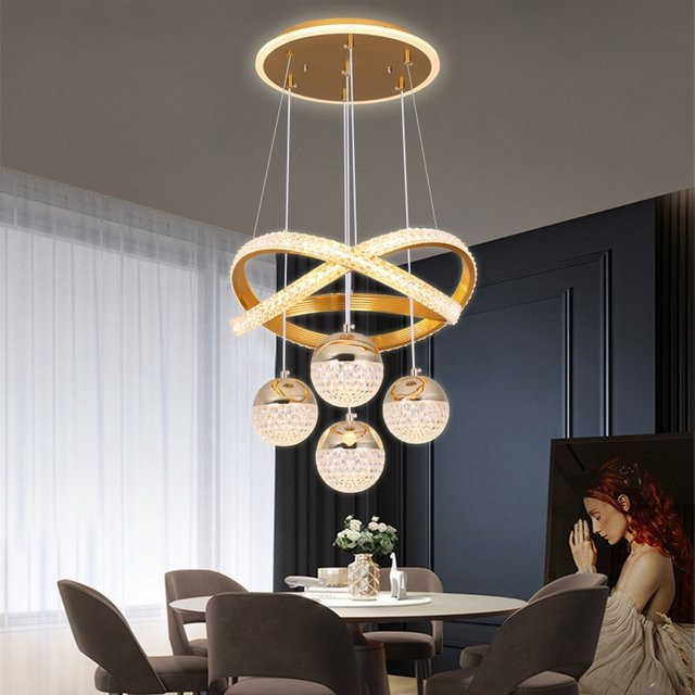 JYLIGHTING Moderne LED Pendelleuchte in Gold/Messing für Esszimmer, Treppenhaus, Wohnzimmer oder Büro - Bild 1