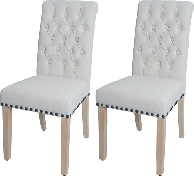 2er-Set MCW Esszimmerstühle MCWC-O66 Chesterfield Polsterstühle mit Rautenmuster in Weiß - Bild 1