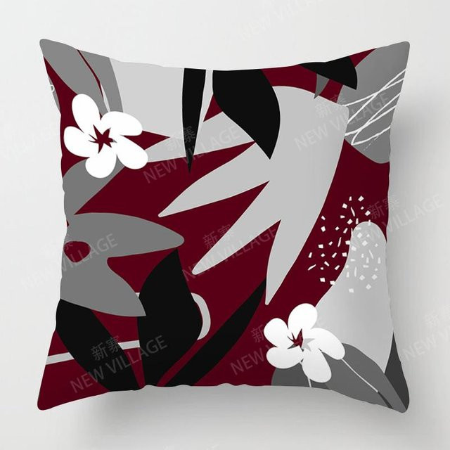 JMG Clothing Personalisiertes Kissen mit floralem Blatt-Design in Rot, B/B/H: 50 x 50 x 50 cm - Bild 1