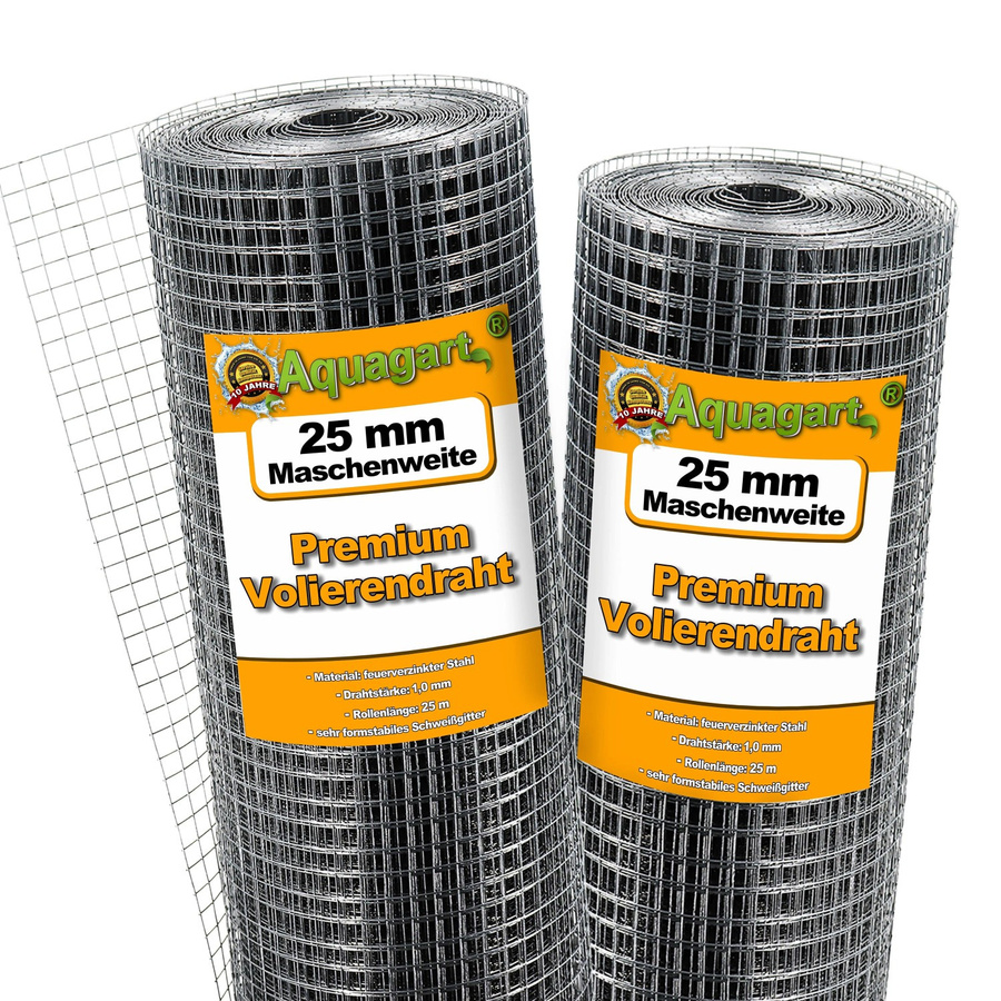 Aquagart Volierendraht aus verzinktem Stahl in Silber, B: 1 m, L: 25 m, Maschenweite: 25 mm - Bild 2