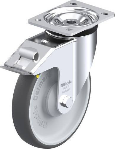Blickle Lenkrolle LK-PATH 200KA-FI-ELS mit Feststeller in Grau und Silber, Rad-Durchmesser: 20 cm, Tragfähigkeit: 325 kg - Bild 1