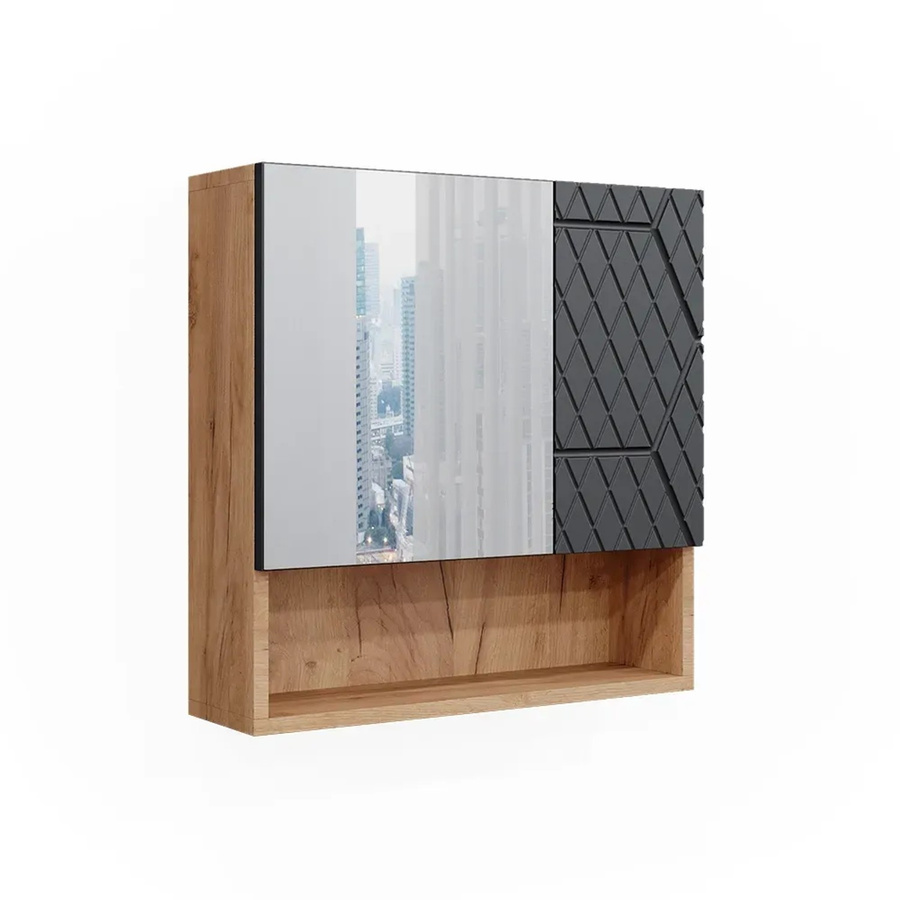 Vicco Badspiegelschrank Irma Eiche Anthrazit mit Goldakzenten B/H: 54 x 55 cm - Bild 3