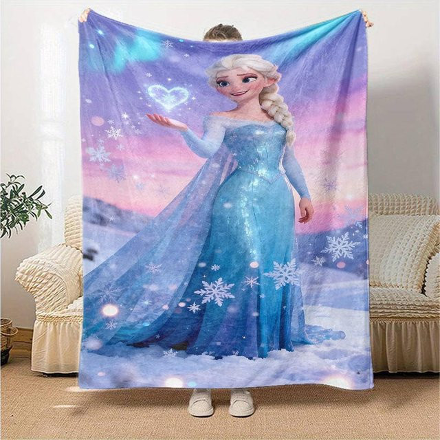 Yi Xin One Elsa Frozen Flanell-Kuscheldecke für Kinder, Blau/Mehrfarbig, B: 150 cm, T: 200 cm - Bild 1