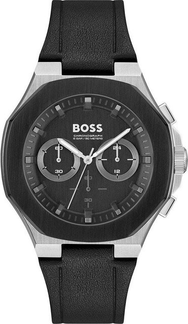 Hugo Boss Chronograph, Quarz, Edelstahl, Tonneau, 45 mm, Herren, Schwarz - Bild 1