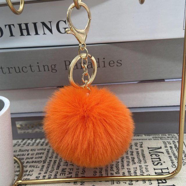 Charm-Anhänger Kaninchenfell-Eule, Orange, Damen - Bild 1