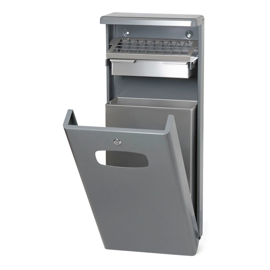 PROREGAL Kombiascher mit Bedachung für den Außenbereich aus Aluminium in Grau, H x B x T: 95 x 40 x 19 cm - Bild 2