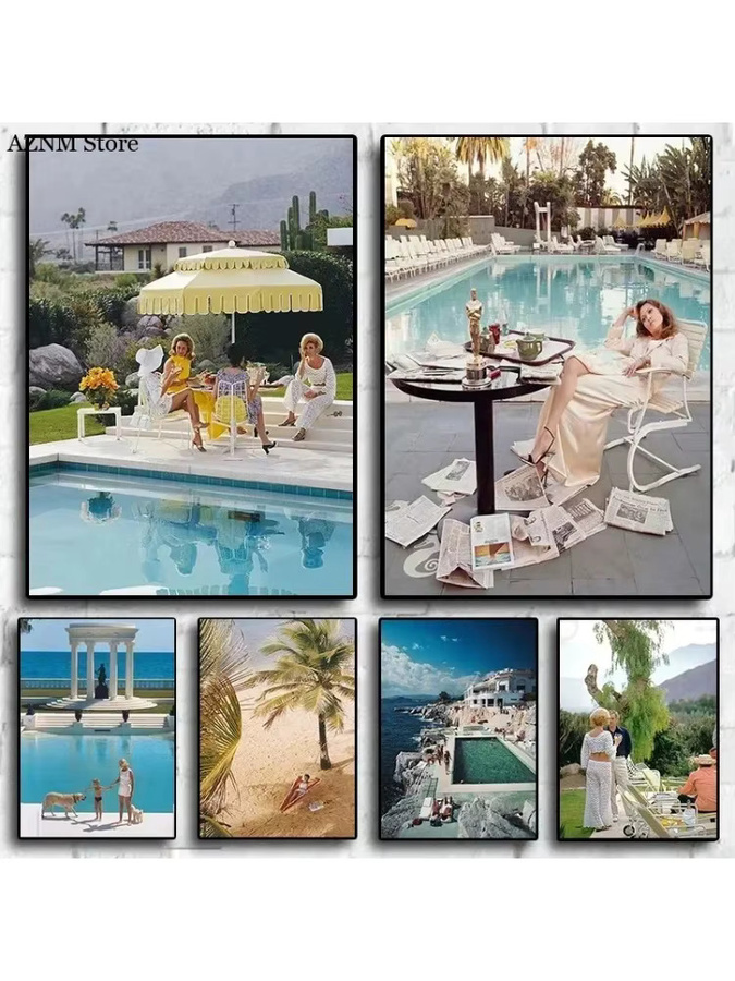Slim Aarons Fotografie Palm Pool Party The Upper Class Society Leinwand Poster Wandkunst Dekor Mehrfarbig - Bild 3