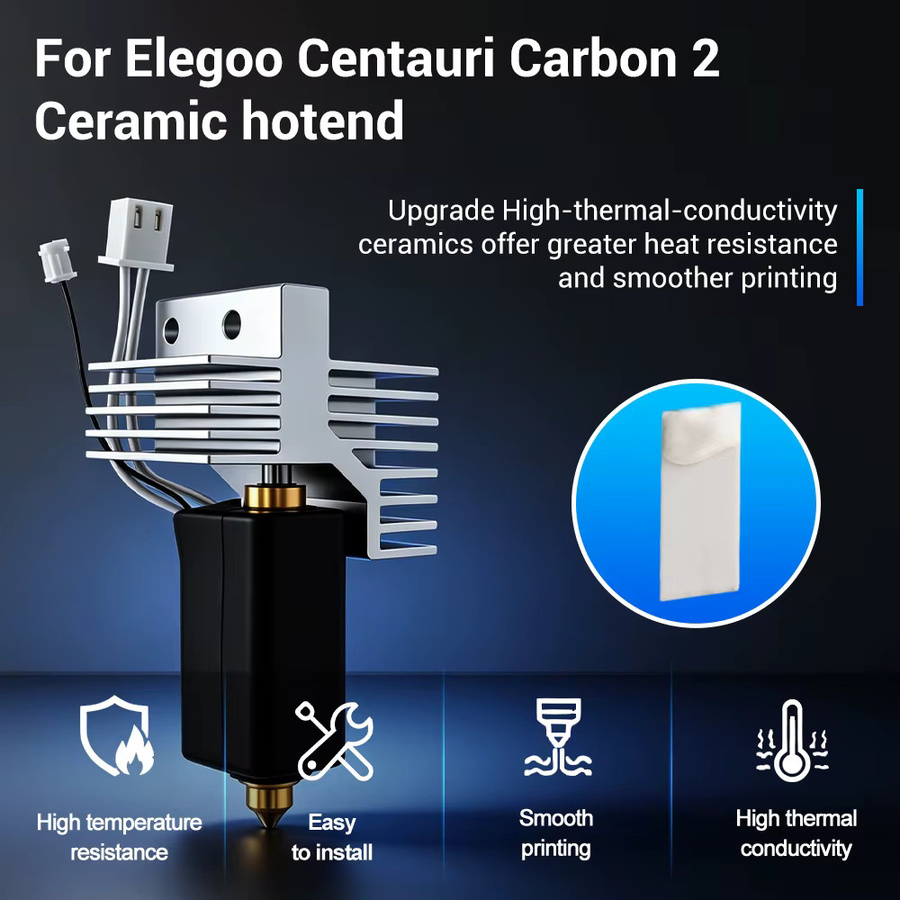 Elegoo Keramik-Hotend-Kit für Centauri Carbon 2 mit gehärtetem Stahl und Stahldüse für FDM 3D-Drucker - Bild 2