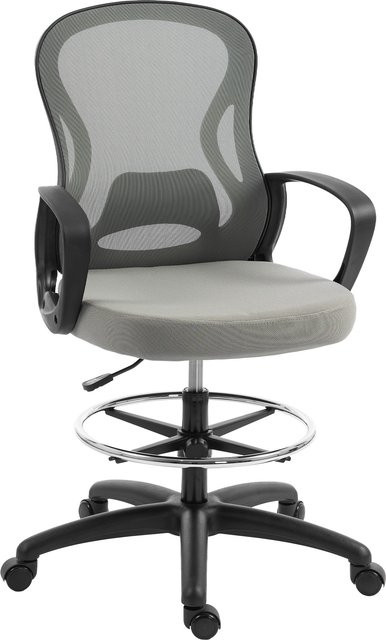 Vinsetto ergonomischer Bürostuhl von Aosom in Grau mit Fußstütze, Armlehnen und Lendenstütze, höhenverstellbar und 360 Grad drehbar - Bild 1