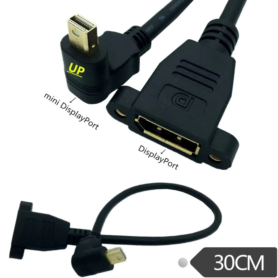 BSN Mini-DisplayPort auf DisplayPort Adapter Verlängerungskabel 90-Grad-Winkel Schwarz, Länge: 0,3 m - Bild 4