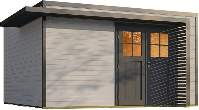 Weka Gartenhaus Amberley mit Doppeltür in Grau-Anthrazit, B/T: 400 x 400 cm - Bild 1