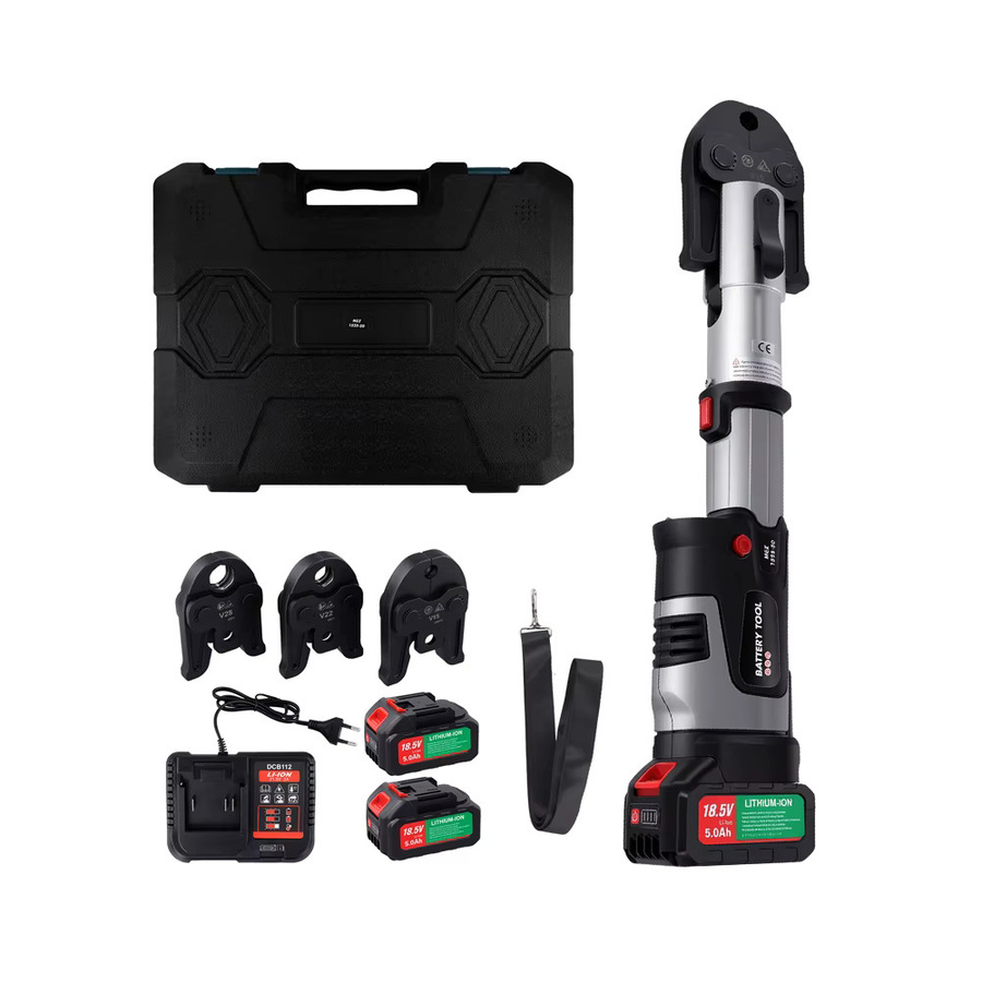 Podofo Elektrisches hydraulisches Crimpwerkzeug in Schwarz mit 3 Pressbacken für V15/V22/V28 Kupferrohr und Edelstahlrohr - Bild 9