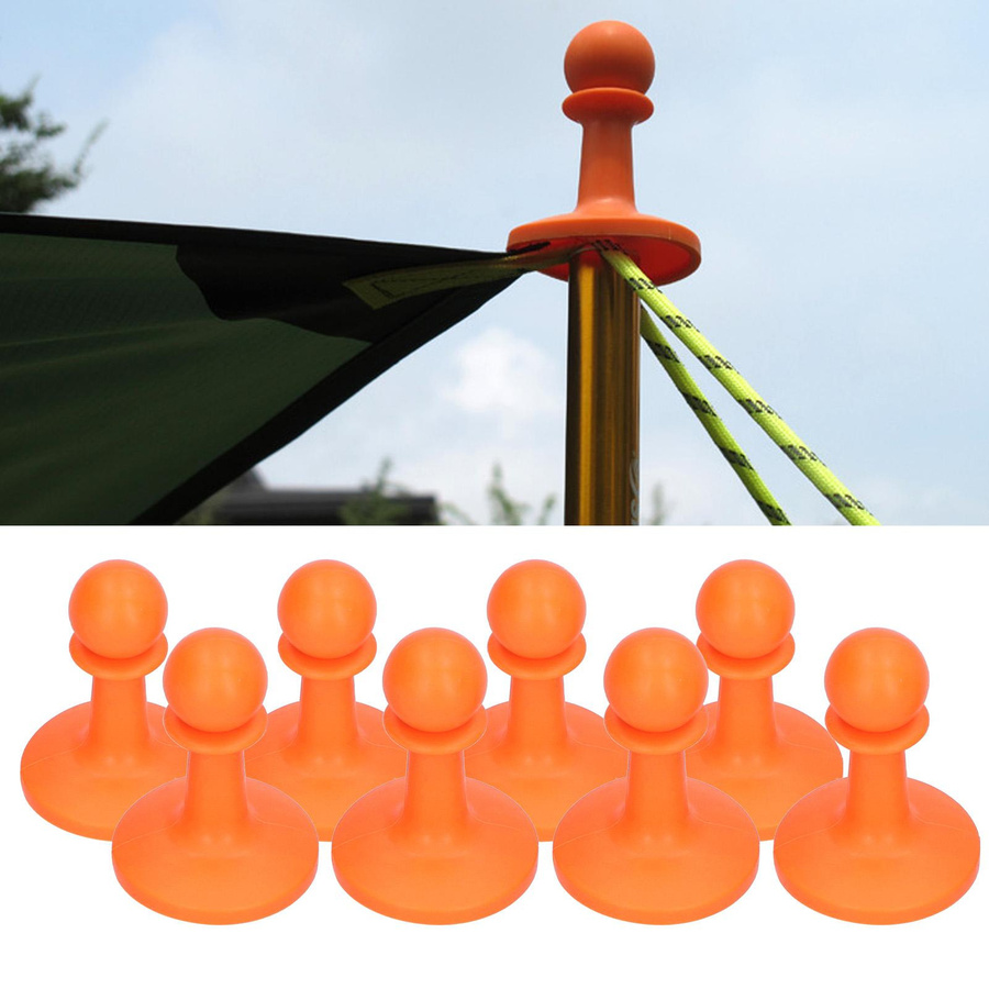 8 Stück Zeltstangenhalterung mit Blitzschutzkappe aus TPR für Outdoor Camping und Wandern in Orange von shoemst - Bild 2