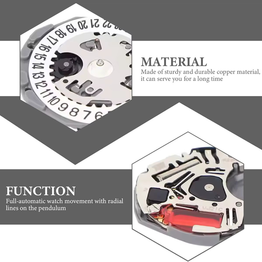CHIICSMART Uhrenwerk-Ersatzteile, Kalender-Uhrwerk, Messing, Silber - Bild 4