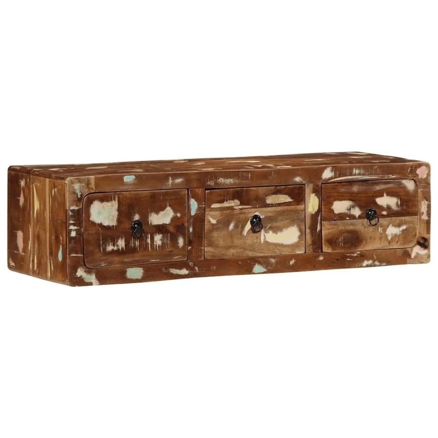 vidaXL TV-Wandschrank aus massivem Altholz in Braun, B/H/T: 100 x 32 x 25 cm - Bild 2