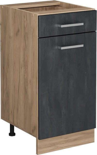 Vicco R-Line Schubunterschrank in Schwarz Beton und Eiche, Breite: 40 cm - Bild 1