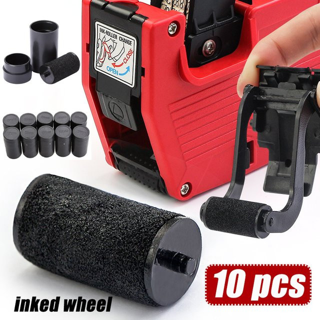 10er Set schwarze Tintenrollen Refill für MX5500 Etikettierer und Preisschild-Drucker mit 20 mm Breite - Bild 1