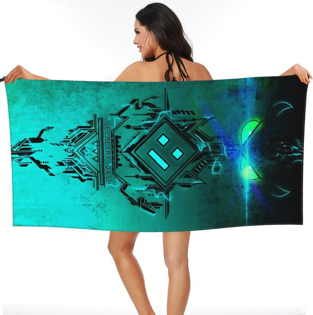 JMG Household Supplies Strandtuch Geometry Dash aus Mikrofaser, Türkis, Breite: 70 cm, Länge: 140 cm - Bild 1
