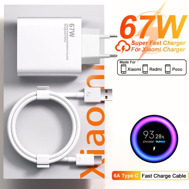 Xiaomi 67W USB Schnellladegerät mit 2m USB Typ C Kabel in Weiß für Mi 15 14 13 Ultra und Redmi Note Serie - Bild 1