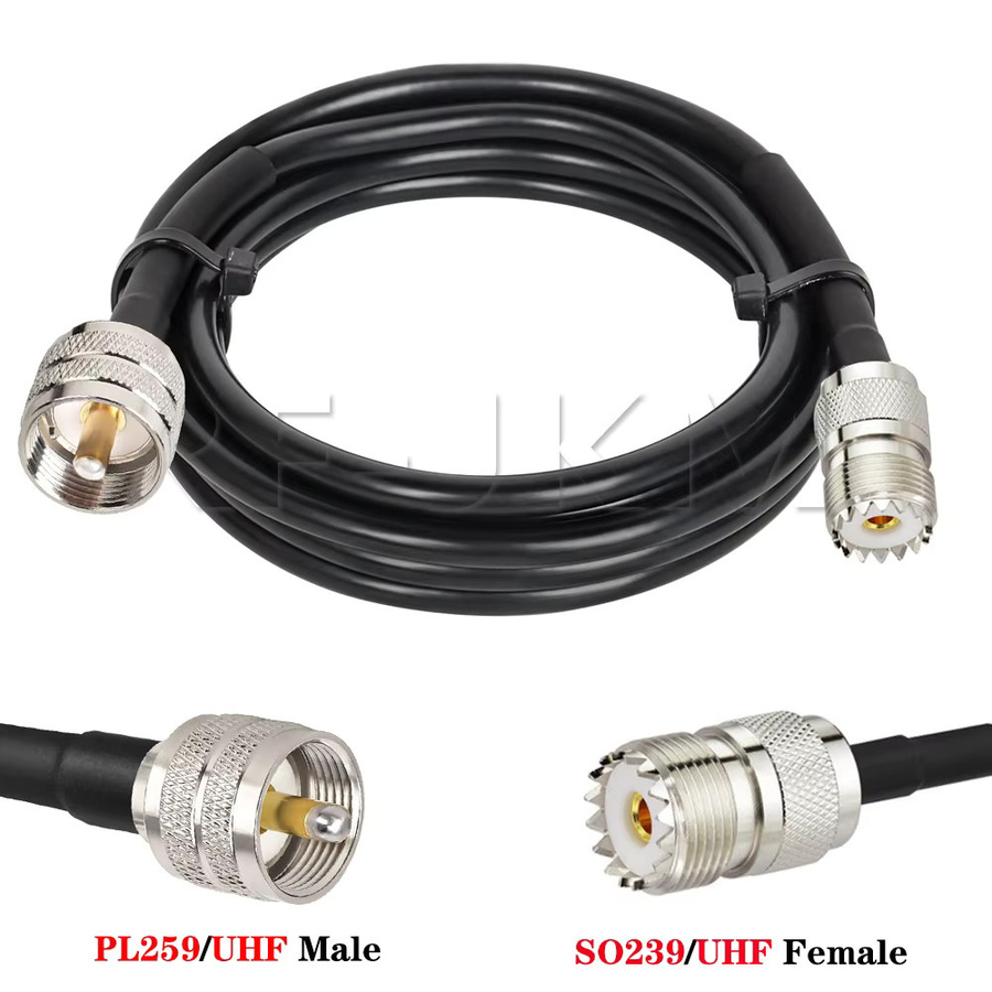 RF JKM RG58 Koaxialkabel Jumper Pigtail mit N-Stecker auf UHF PL259 auf SO239 Buchse, 50 Ohm, schwarz, gerade - Bild 1