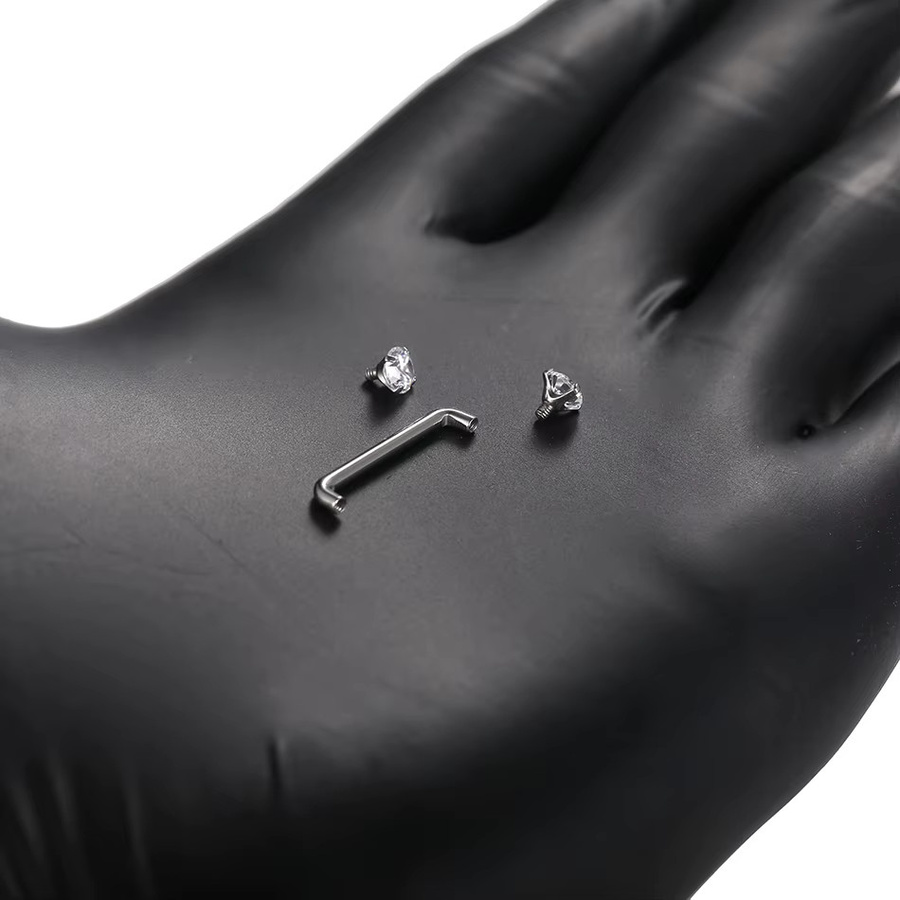 SWANJO Piercing Ring, Titan, Kristall, Silber, Unisex - Bild 2
